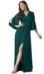 Emerald Green Plus Size Flutter Sleeve Maxi Dress