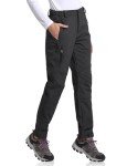 BALEAF Women's Hiking Pants Fleece Lined Waterproof Cold Weather Insulated Ski Snow Pant Warm Winter Soft Shell-Black-M