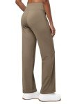 Willit Women's Fleece Lined Pants Wide Leg Thermal Yoga Winter Pants with Pockets High Waist Comyf Casual Lounge Pants Light Brown M