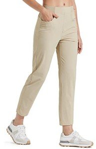 Libin Women’s Golf Pants Quick Dry Hiking Pants Lightweight Work Ankle Dress Pants for Women Business Casual Travel, Khaki S