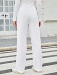 Voqeen Womens Fleece Sweatpants with Pockets Straight Leg Lounge Pants Athletic Jogger Casual Sports Pants(White,L)
