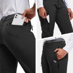 BALEAF Women's Hiking Pants Fleece Lined Waterproof Cold Weather Insulated Ski Snow Pant Warm Winter Soft Shell-Black-M