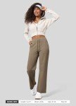 Willit Women's Fleece Lined Pants Wide Leg Thermal Yoga Winter Pants with Pockets High Waist Comyf Casual Lounge Pants Light Brown M