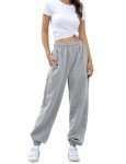 wkwmrpet Grey Baggy Sweatpants Drawstring Waist Sweat Pants Plus Size Joggers for Women with Pockets XL