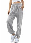 wkwmrpet Grey Baggy Sweatpants Drawstring Waist Sweat Pants Plus Size Joggers for Women with Pockets XL