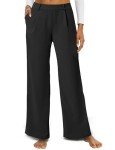 Rheane Women's High Waisted Wide Leg Pants with Pockets/Pleated Dress Slacks with Belt Loops for Yoga & Casual Wear, Black/27.5 Inseam, X-Large