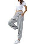 wkwmrpet Grey Baggy Sweatpants Drawstring Waist Sweat Pants Plus Size Joggers for Women with Pockets XL