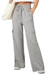 Aleumdr Women's Cargo Sweatpants High Waisted Wide Leg Pants Athletic Casual Baggy Sweat Pants with Pockets 2024 Fall Fashion Light Grey Small