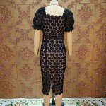 Elegant Floral Lace Off-Shoulder Midi Dress - Black