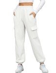 heekpek Cargo Sweatpants Y2k Fleece Pants for Women Fashion Joggers Plus Size Casual Trendy Jogging Pant Clothes with Pocket (White, Small)