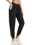 AFFA Sweatpants Women High Waist Jogger Pants Lightweight Yoga Running Workout Casual Athletic Trousers with Zipper Pockets(Black,S)