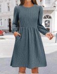 Women’s Cozy Long Sleeve Sweater Dress with Pockets