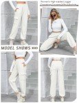 heekpek Cargo Sweatpants Y2k Fleece Pants for Women Fashion Joggers Plus Size Casual Trendy Jogging Pant Clothes with Pocket (White, Small)