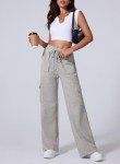 Aleumdr Women's Cargo Sweatpants High Waisted Wide Leg Pants Athletic Casual Baggy Sweat Pants with Pockets 2024 Fall Fashion Light Grey Small