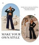 QGGQDD Wide Leg Palazzo Pants for Women - Casual Soft High Waist Lounge Pants Loose Comfy Stretchy Trousers, Black, 3X-Large