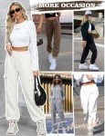 heekpek Cargo Sweatpants Y2k Fleece Pants for Women Fashion Joggers Plus Size Casual Trendy Jogging Pant Clothes with Pocket (White, Small)