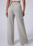 Aleumdr Women's Cargo Sweatpants High Waisted Wide Leg Pants Athletic Casual Baggy Sweat Pants with Pockets 2024 Fall Fashion Light Grey Small