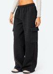 OZICERD Wide Leg Cargo Sweatpants for Women Baggy Joggers Trouser High Waisted Casual Lounge Jogging Sweat Pants with Pockets Black S