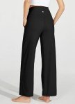 Willit Women's Wide Leg Yoga Pants with Pockets Stretch Loose High Waist Comfy Soft Casual Lounge Sweatpants 28" Black L