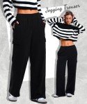 OZICERD Wide Leg Cargo Sweatpants for Women Baggy Joggers Trouser High Waisted Casual Lounge Jogging Sweat Pants with Pockets Black S