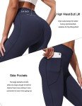PINSPARK Ladies High Waisted Bootcut Yoga Pants Ribbed Flare Leg Pants with Pockets Casual Bell Bottom Slacks Trumpet Trousers Dark Blue XXL