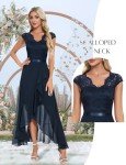 Navy Lace Hi-Lo Evening Dress for Women