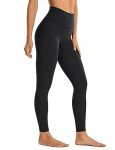CRZ YOGA Women's Brushed Naked Feeling Workout Leggings 28'' - High Waisted Tummy Control Athletic Running Yoga Pants Black Medium