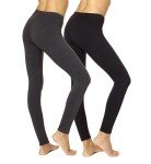 No Nonsense Women's Cotton Legging, Black/Charcoal Grey - 2 Pair Pack, Small