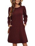 Cozy Burgundy Long Sleeve Sweater Dress for Women