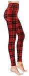 COMFY FOREVER Red Plaid Leggings for Women - Workout Leggings & Gym Leggings - Compression Leggings Women - Tummy Control Leggings & Womens Pants | high Waisted Leggings for Women Without Pockets