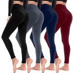 Aoliks 4 Pack Leggings for Women, Butt Lift High Waisted Tummy Control Yoga Pants Workout Running Leggings