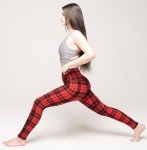 COMFY FOREVER Red Plaid Leggings for Women - Workout Leggings & Gym Leggings - Compression Leggings Women - Tummy Control Leggings & Womens Pants | high Waisted Leggings for Women Without Pockets