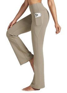 Willit Women's Yoga Pants Flare Leggings High Waist Bootcut Workout Leggings Tummy Control with Pockets 29" Khaki M