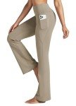 Willit Women's Yoga Pants Flare Leggings High Waist Bootcut Workout Leggings Tummy Control with Pockets 29" Khaki M