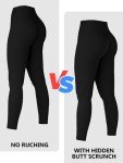 Sunzel Sunzfly Invisible Butt Scrunch Workout Leggings for Women, Butt Lifting High Waisted Gym Yoga Pants with Tummy Control 25" Black Large