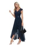 Navy Lace Hi-Lo Evening Dress for Women