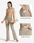 Willit Women's Yoga Pants Flare Leggings High Waist Bootcut Workout Leggings Tummy Control with Pockets 29" Khaki M