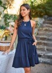 Trendy Halter Ruffle Sundress with Pockets