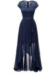 Navy Lace Hi-Lo Evening Dress for Women