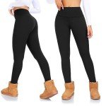 DHSO Fleece Lined Leggings Women High Waisted Winter Warm Workout Leggings Thick Thermal Yoga Pants, Black Small