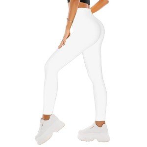 SINOPHANT High Waisted Leggings for Women - Full Length & Capri Buttery Soft Yoga Pants for Workout Athletic(Full White,S-M)