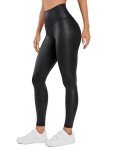 CRZ YOGA Butterluxe Matte Faux Leather Leggings for Women 28" - High Waisted Stretch Ankle Leather Pants Pleather Tights Faux Leather Black Small