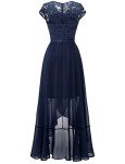 Navy Lace Hi-Lo Evening Dress for Women