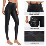 CRZ YOGA Butterluxe Matte Faux Leather Leggings for Women 28" - High Waisted Stretch Ankle Leather Pants Pleather Tights Faux Leather Black Small