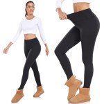 iaoja Fleece Lined Leggings Women High Waisted Winter Warm Tights Thick Thermal Workout Yoga Pants Black