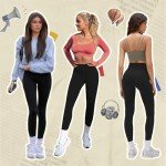 Occffy Workout Leggings for Women High Waisted Gym Leggings with Pockets Tummy Control Yoga Pants Women DS166 Black