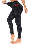 Dragon Fit High Waisted Leggings for Women Tummy Control Workout Running Yoga Pants with Pockets (Small, Black&Grey Camo)