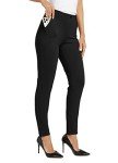 Willit Women's Yoga Dress Pants Skinny Work Slacks Slim Fit Stretch Office Casual Pants Regular 4 Pockets 30" Black M