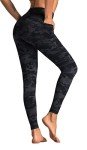Dragon Fit High Waisted Leggings for Women Tummy Control Workout Running Yoga Pants with Pockets (Small, Black&Grey Camo)