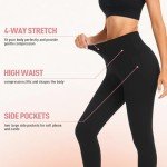 yeuG 4 Pack Leggings for Women with Pockets High Waisted Tummy Control Slimming Black Yoga Pants Workout Running.02-Black/Dark Grey/Navy Blue/Rose L/XL